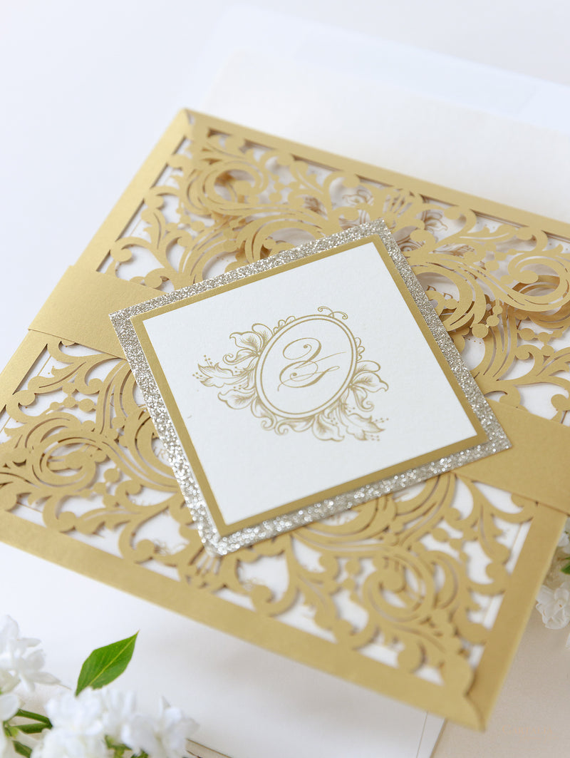 Gold Glitter Envelope Liner — Rock Candie Designs Custom Wedding Stationery  & Greeting Cards