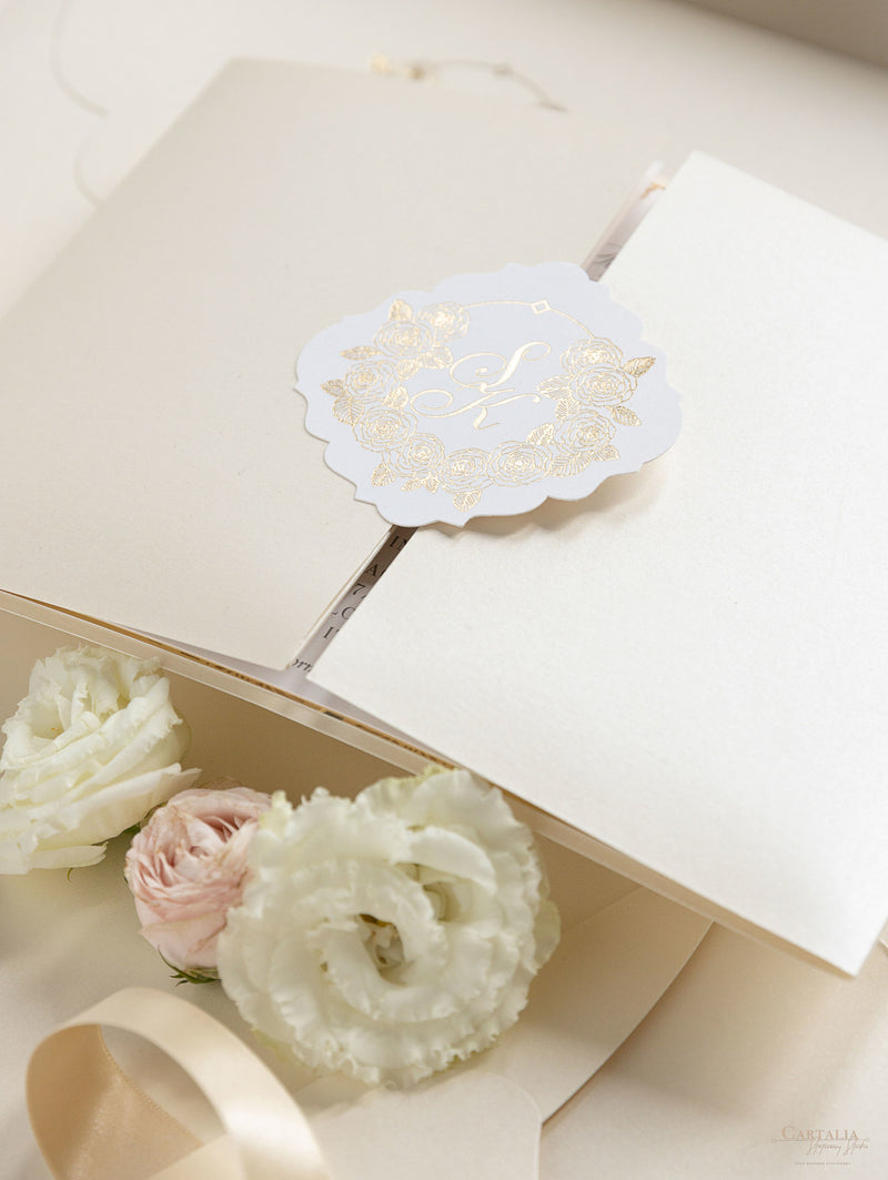 Gold Mirror Box Wedding Invitations, Customized Gold Foil Printing Box