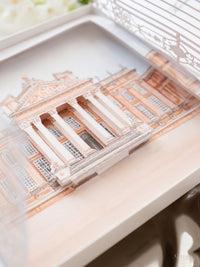 Invitación en caja 3D de alta costura a medida con puerta cortada con láser | Lugar de celebración de Villa Ephrussi | Comisión a medida M&amp;J