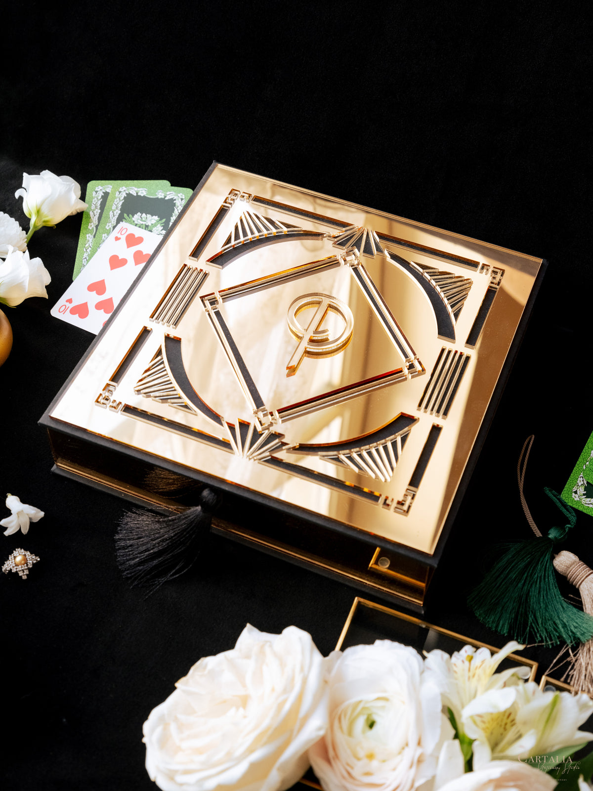 Luxury Boxed Invitation: Gold Foil Acrylic Las Vegas Wedding Invitation | Bespoke Commission T&A