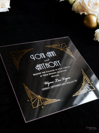 Luxury Gold Foil Acrylic Las Vegas Wedding Invitation | Bespoke Commission T&A