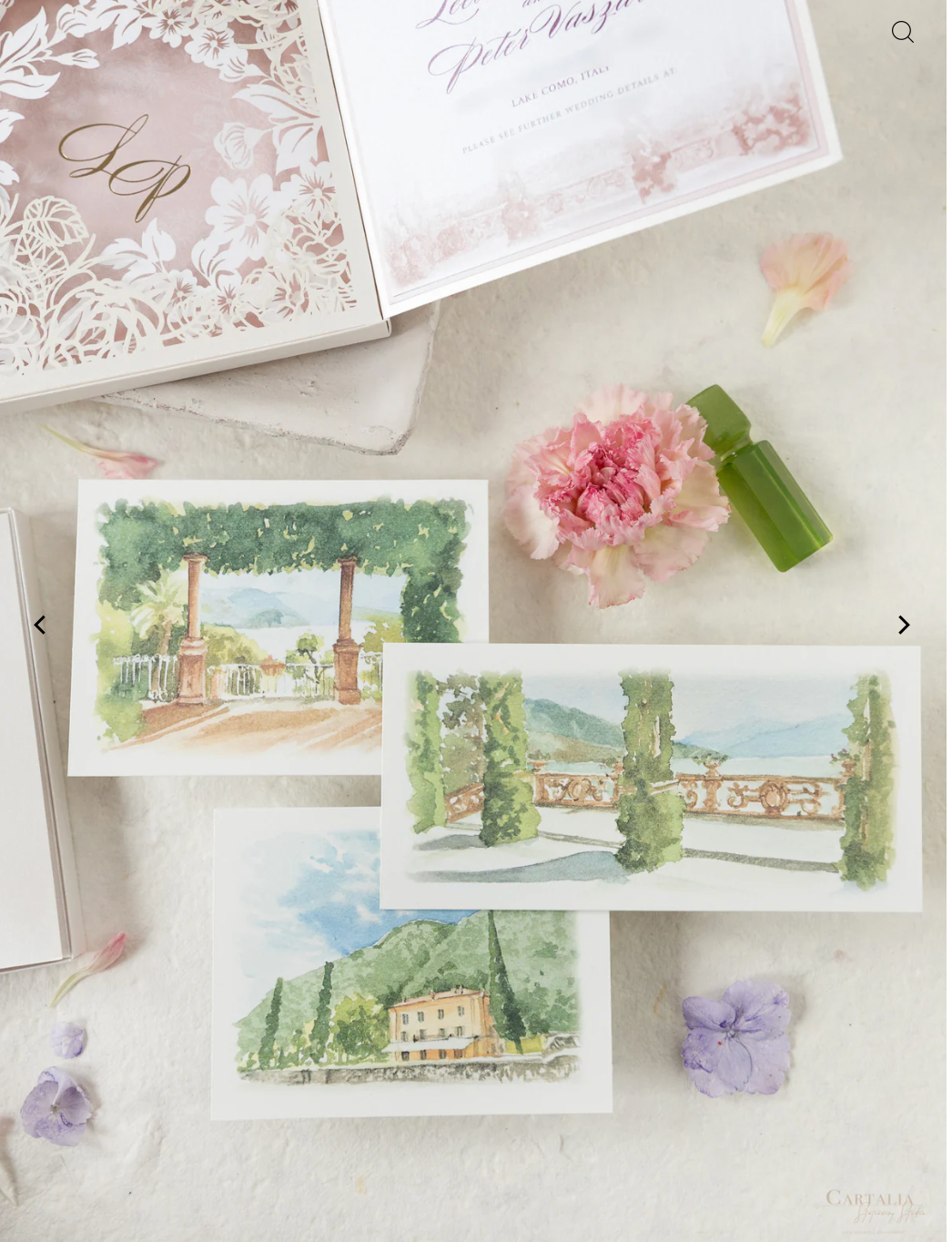 Watercolor Lake Como, Villa Cipressi, Villa Aura Del Lago_ Villa Del Balbianello Invitations, Lake Como Wedding by Cartalia