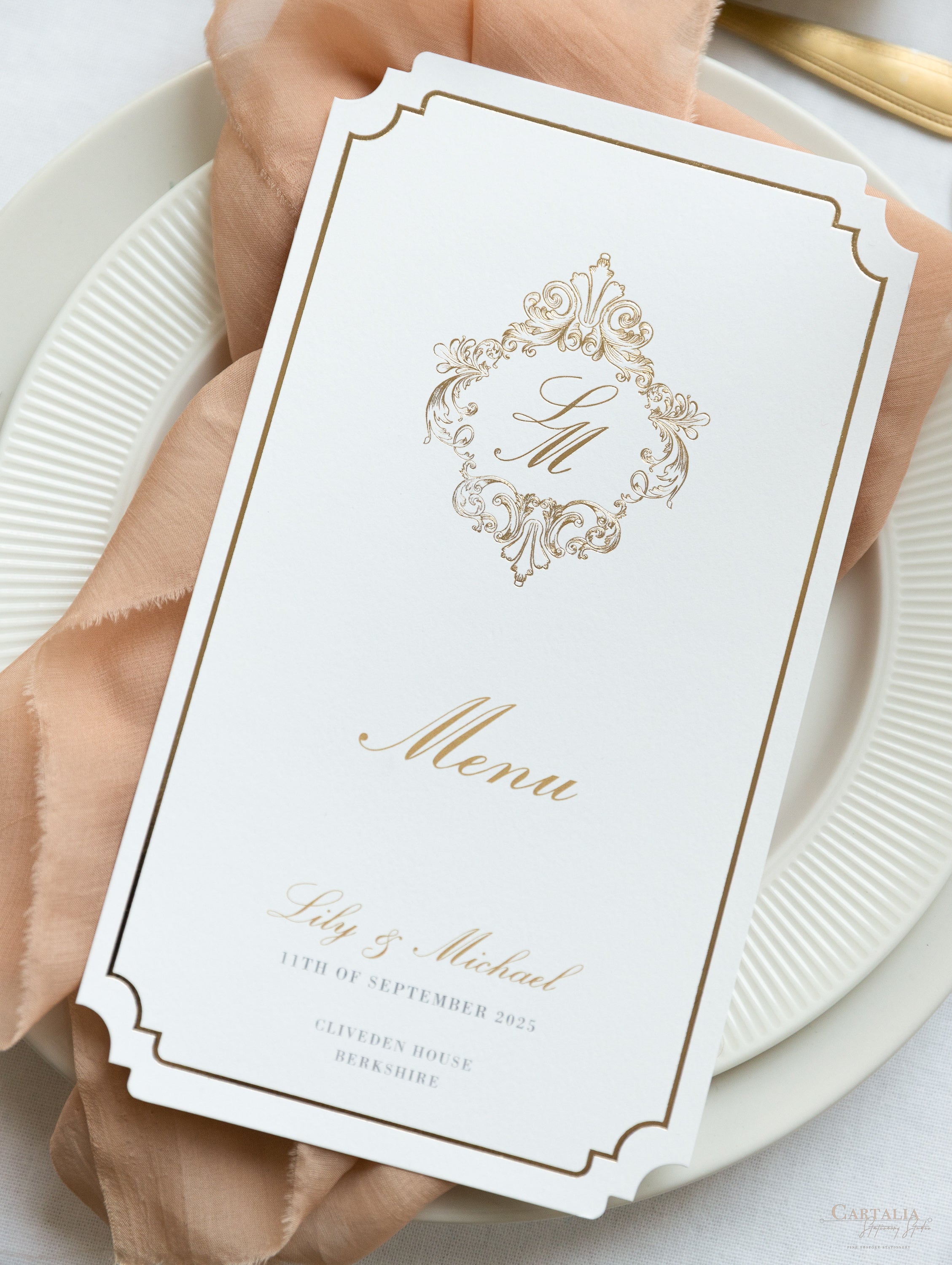 Gold Foil Menu / selling Wedding Reception Menu / Die Cut Menu / Luxury Menu / Gold Menu Design / Oversized Menu