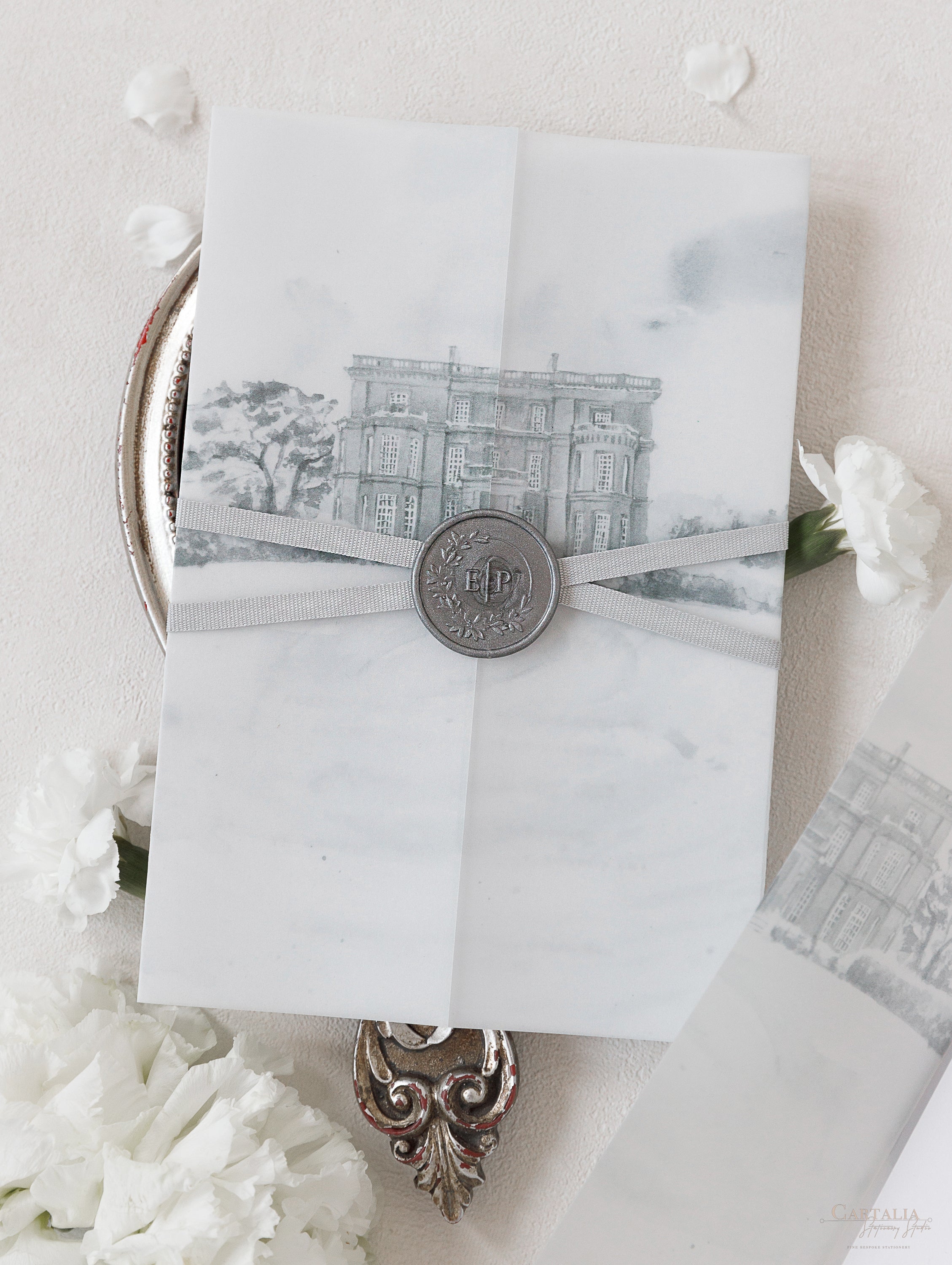 HEDSOR HOUSE  Your Venue invitation on Vellum with Wax Seal Wedding i –  Cartalia