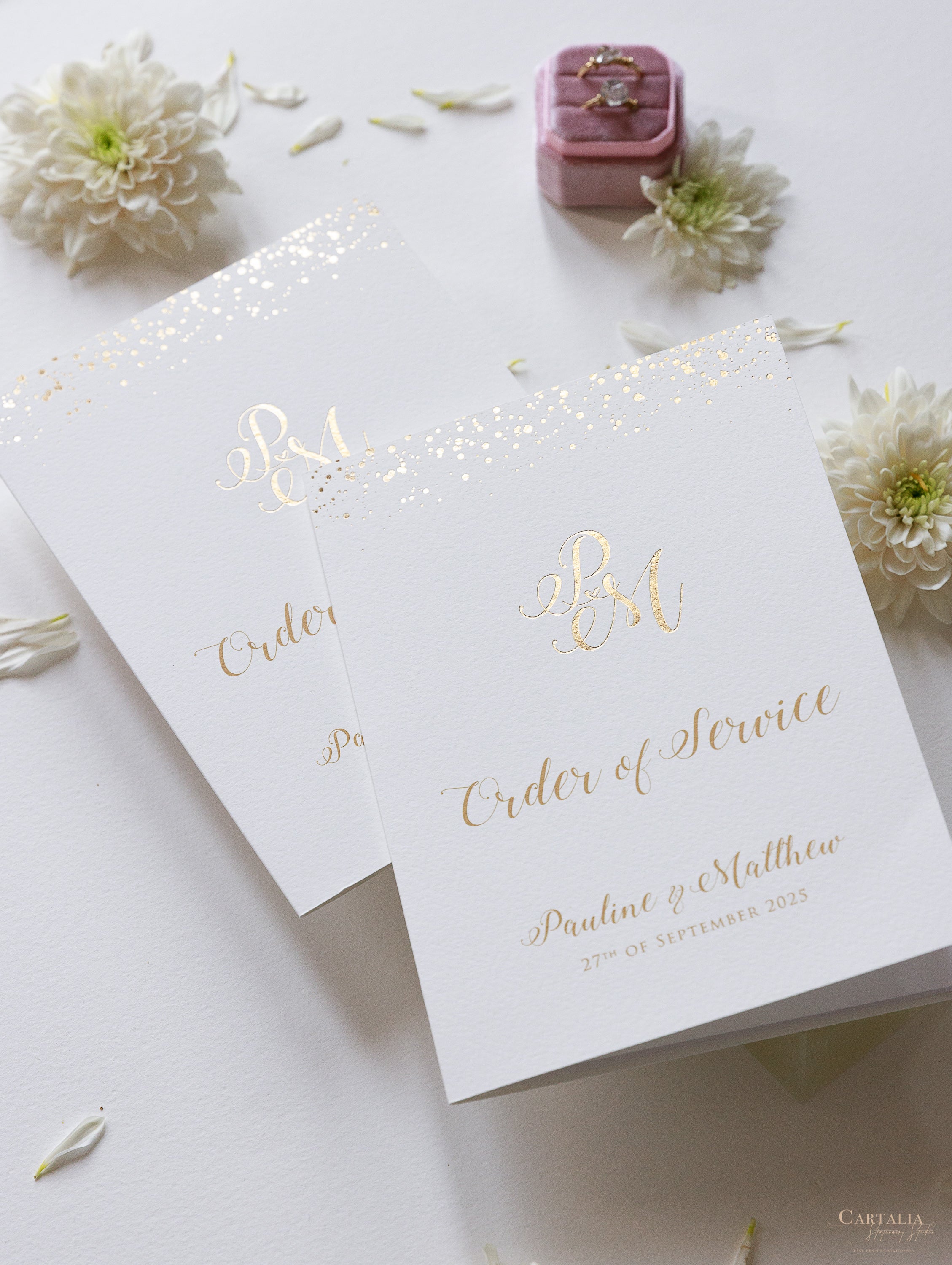 Confetti Dotted Blush Pink Evening Invitation with Gold Foil 