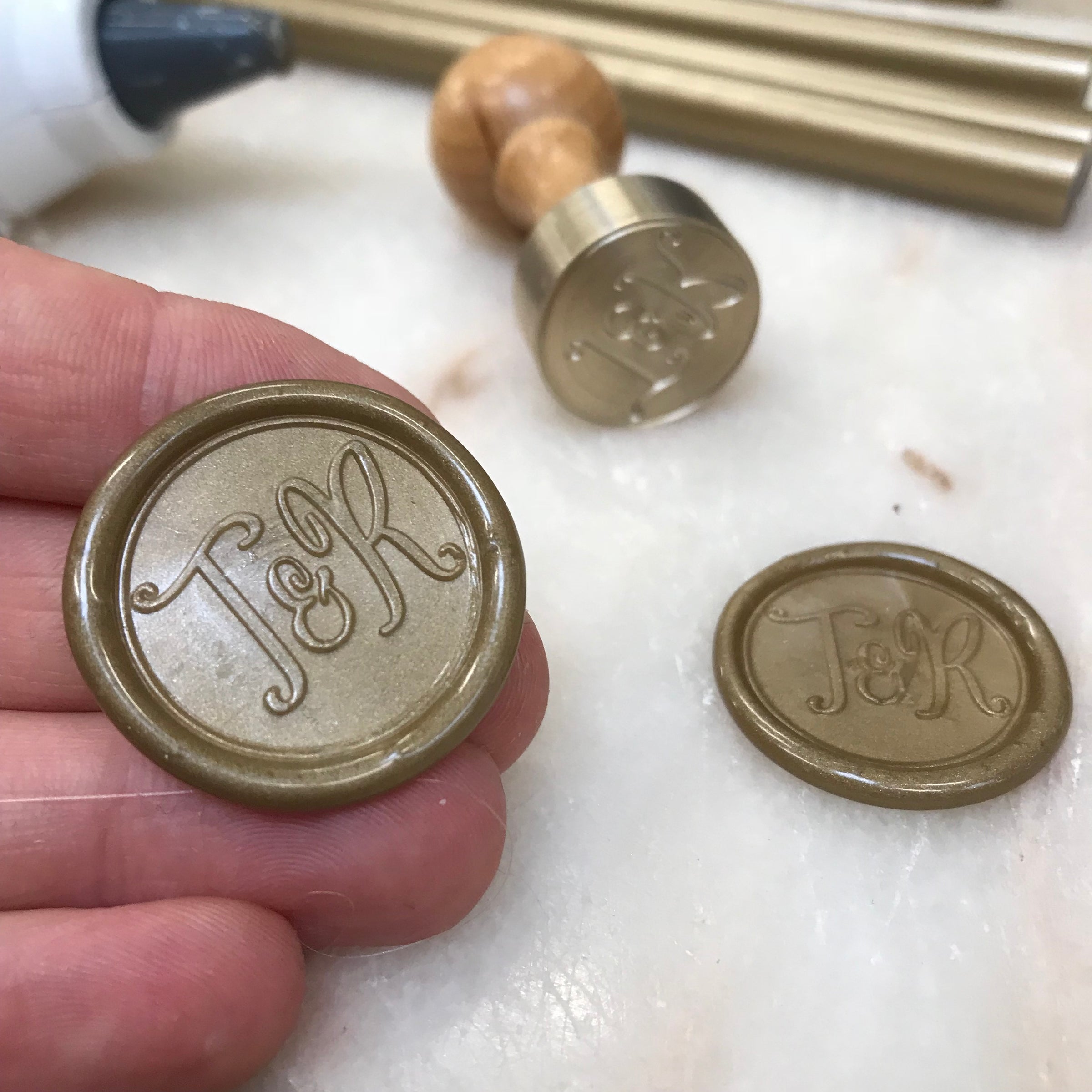 Mini sello de cera personalizado de doble cara con su obra de arte