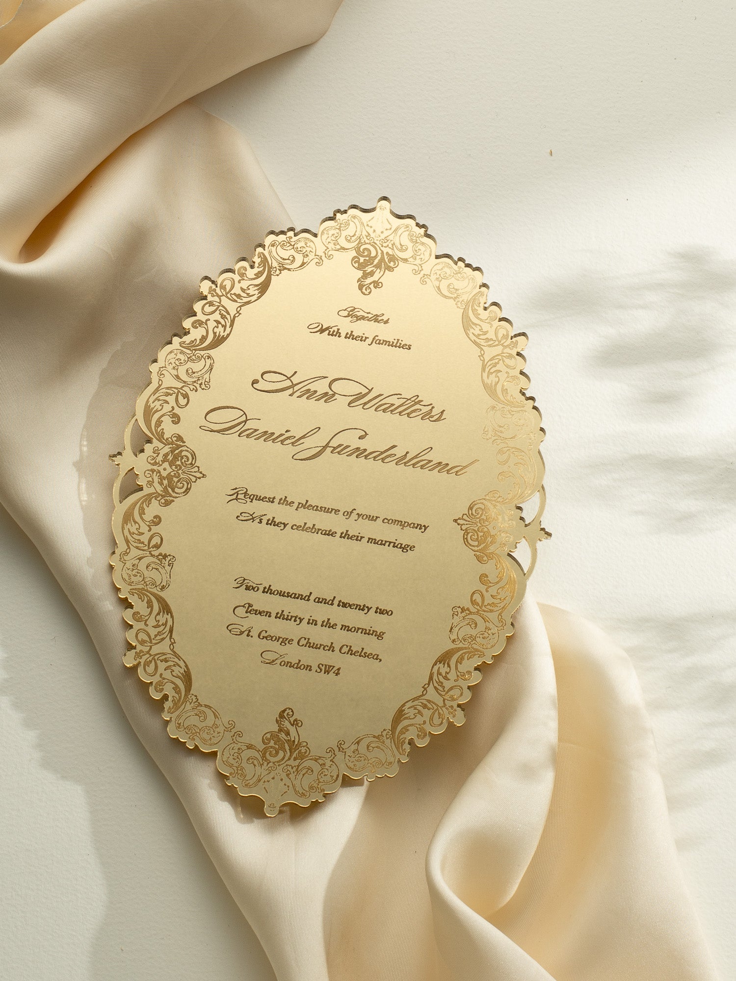 Luxury Acrylic Plexi Wedding Invitations, Glamour Golden Shine